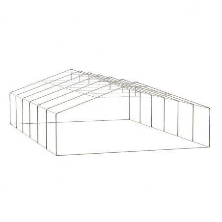 Cort tip hala profesional, magazie depozitare, gri, 8x12 m, 2 intrari, cadru ranforsat din otel galvanizat, PVC 560g/m2