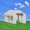 Cort, pavilion, crem, 3x6 m, 6 ferestre + 2 intrari, cadru din otel galvanizat, material PE 240 g/m2, rezistent la UV si apa