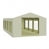 Cort, pavilion, crem, 4x8 m, 8 ferestre + 2 intrari, cadru din otel galvanizat, material PE 240 g/m2, rezistent la UV si apa