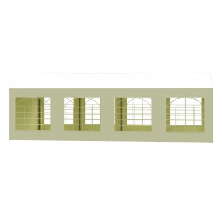 Cort, pavilion, crem, 4x8 m, 8 ferestre + 2 intrari, cadru din otel galvanizat, material PE 240 g/m2, rezistent la UV si apa