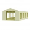 Cort, pavilion, crem, 4x8 m, 8 ferestre + 2 intrari, cadru din otel galvanizat, material PE 240 g/m2, rezistent la UV si apa