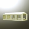 Cort, pavilion, crem, 4x8 m, 8 ferestre + 2 intrari, cadru din otel galvanizat, material PE 240 g/m2, rezistent la UV si apa