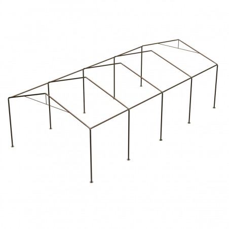 Cort, pavilion, crem deschis, 4x8 m, 8 ferestre + 2 intrari, cadru otel galvanizat, material PE 240 g/m2, rezistent la UV, apa