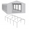 Cort, pavilion, alb, 4x8 m, 8 ferestre + 2 intrari, cadru din otel galvanizat, material PE 240g/m2, rezistent la UV si apa