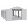 Cort, pavilion, alb, 4x8 m, 8 ferestre + 2 intrari, cadru din otel galvanizat, material PE 240g/m2, rezistent la UV si apa