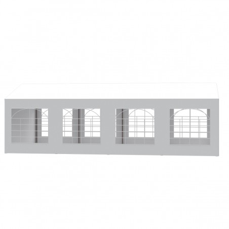 Cort, pavilion, alb, 4x8 m, 8 ferestre + 2 intrari, cadru din otel galvanizat, material PE 240g/m2, rezistent la UV si apa