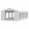 Cort, pavilion, alb, 4x8 m, 8 ferestre + 2 intrari, cadru din otel galvanizat, material PE 240g/m2, rezistent la UV si apa