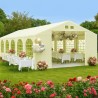 Cort, pavilion, 5x10 m, crem, 10 ferestre + 2 intrari, cadru din otel galvanizat, material PE 240g/m2, rezistent la UV si apa