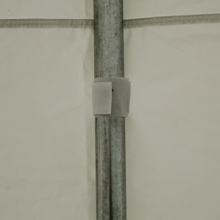 Cort, pavilion, 5x10 m, crem deschis, 10 ferestre + 2 intrari, cadru otel galvanizat, material PE 240g/m2, rezistent la UV, apa