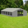 Cort profesional, gri, 6x12 m, 12 ferestre + 2 intrari, cadru ranforsat din otel galvanizat, material PVC 560g/m2, impermeabil