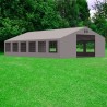 Cort profesional, gri, 6x12 m, 12 ferestre + 2 intrari, cadru ranforsat din otel galvanizat, material PVC 560g/m2, impermeabil