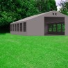 Cort profesional, gri, 6x12 m, 12 ferestre + 2 intrari, cadru ranforsat din otel galvanizat, material PVC 560g/m2, impermeabil