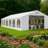 Cort profesional, pavilion, alb, 8x12 m, 12 ferestre + 2 intrari, cadru ranforsat din otel galvanizat, PVC 560g/m2, impermeabil