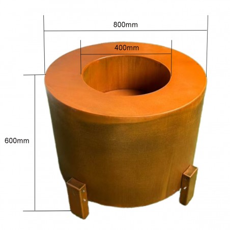 Semineu rotund, otel corten de 2 mm, dimensiuni: dia80 x H 60 cm,  Aurora