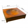 Vatra de foc, otel corten de 2 mm, 80x80x20 cm, Magma
