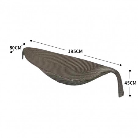 Sezlong de plaja, aluminiu, impletitura poliratan, forma de frunza, 195 x 80 x 45 cm, Bej, Verdi