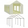 Cort, pavilion, crem, 3x6 m, 6 ferestre + 2 intrari, cadru din otel galvanizat, material PE 240 g/m2, rezistent la UV si apa