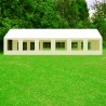 Cort, pavilion, 6x12 m, crem, 12 ferestre + 2 intrari, cadru din otel galvanizat, material PE 240g/m2, rezistent la UV si apa