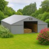 Cort tip hala profesional, magazie depozitare, gri, 8x12 m, 2 intrari, cadru ranforsat din otel galvanizat, PVC 560g/m2