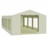Cort, pavilion, crem, 4x8 m, 8 ferestre + 2 intrari, cadru din otel galvanizat, material PE 240 g/m2, rezistent la UV si apa