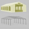 Cort, pavilion, 5x10 m, crem, 10 ferestre + 2 intrari, cadru din otel galvanizat, material PE 240g/m2, rezistent la UV si apa