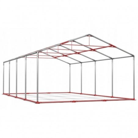 Cort profesional, gri, 6x12 m, 12 ferestre + 2 intrari, cadru ranforsat din otel galvanizat, material PVC 560g/m2, impermeabil