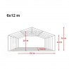 Cort profesional, gri, 6x12 m, 12 ferestre + 2 intrari, cadru ranforsat din otel galvanizat, material PVC 560g/m2, impermeabil