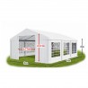 Cort, pavilion, crem deschis, 3x6 m, 6 ferestre + 2 intrari, cadru otel galvanizat, material PE 240 g/m2, rezistent la UV, apa