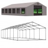 Cort profesional, gri, 6x12 m, 12 ferestre + 2 intrari, cadru ranforsat din otel galvanizat, material PVC 560g/m2, impermeabil