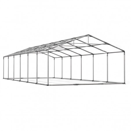Cort profesional, gri, 6x12 m, 12 ferestre + 2 intrari, cadru ranforsat din otel galvanizat, material PVC 560g/m2, impermeabil