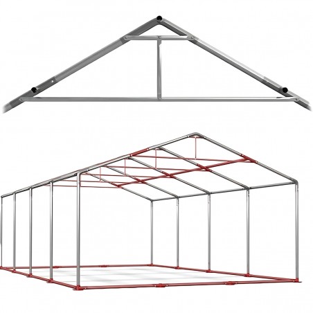 Cort profesional, Alb, 6x12 m, 12 ferestre + 2 intrari, cadru ranforsat din otel galvanizat, material PVC 560g/m2, impermeabil