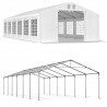 Cort pavilion, Alb, 6x12 m, 12 ferestre + 2 intrari, cadru din otel galvanizat, material PVC 240g/m2, impermeabil