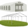 Cort, pavilion, 5x10 m, Alb, 10 ferestre + 2 intrari, cadru din otel, material PE 240g/m2, rezistent la UV si apa