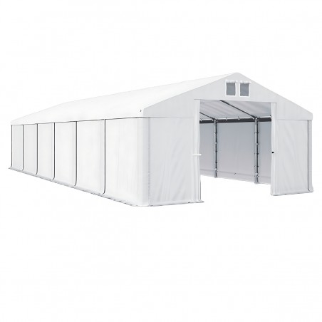 Cort industrial tip hala, magazie depozitare 6x12 m, cadru ranforsat din otel, material PVC 560 g/m2, Alb