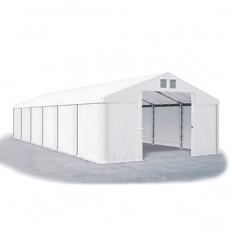 Cort industrial tip hala, magazie depozitare 6x12 m, cadru ranforsat din otel, material PVC 560 g/m2, Alb