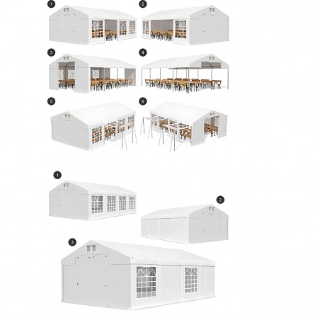 Cort industrial tip hala, magazie depozitare 6x12 m, cadru ranforsat din otel, material PVC 560 g/m2, Gri