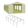 Cort, pavilion, crem, 4x8 m, 8 ferestre + 2 intrari, cadru din otel galvanizat, material PE 240 g/m2, rezistent la UV si apa