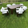 Set mobilier de 8 persoane, gradina sau terasa, aluminiu, masa 214x102 cm + 8 scaune, tesatura 100 % Olefin, Bora Bora