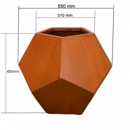 Jardiniera poligonala, otel corten de 2 mm, diametru 38-55 cm, FlorArt