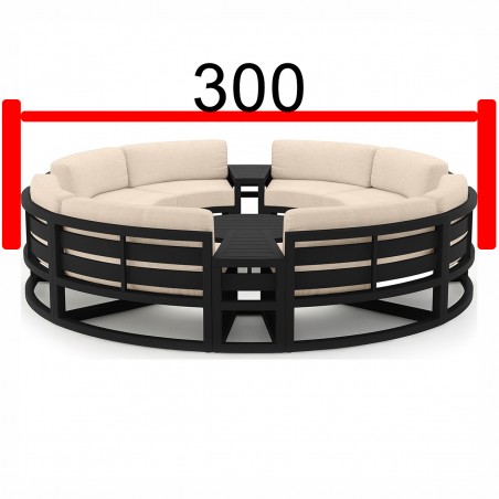 Set Mobilier Rotund terasa sau gradina, Cadru Aluminiu, 7 Piese, Dark Grey, Perne Incluse Crem, Coral