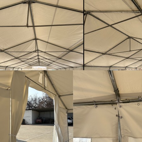 Cort industrial tip hala, magazie depozitare 6x14 m, cadru ranforsat din otel, material PVC 560 g/m2, Gri