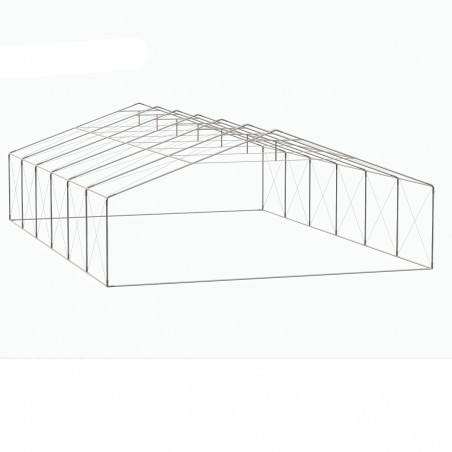 Cort tip hala profesional, magazie depozitare, gri, 8x12 m, 2 intrari, cadru ranforsat din otel galvanizat, PVC 560g/m2
