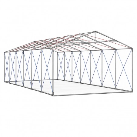 Cort profesional, pavilion, alb, 8x12 m, 12 ferestre + 2 intrari, cadru ranforsat din otel galvanizat, PVC 560g/m2, impermeabil