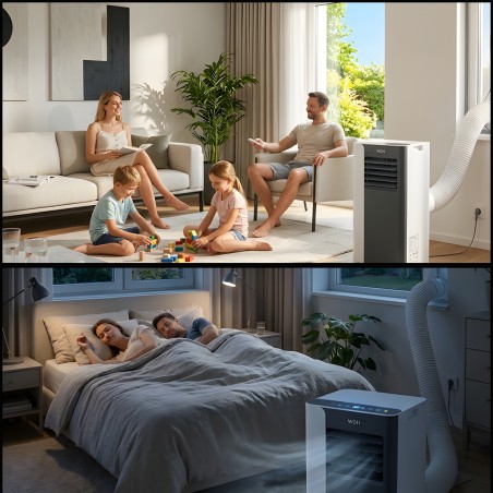 Aparat 3 in 1, aer conditionat Aktobis WDH-AC016, 9000 BTU, 24 litri/zi, Wi-Fi, racire, dezumidificare, ventilare, telecomanda