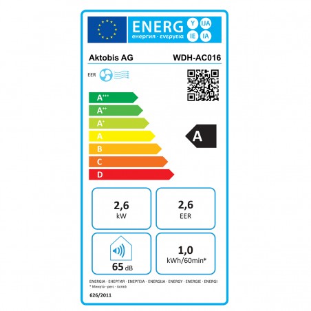 Aparat 3 in 1, aer conditionat Aktobis WDH-AC016, 9000 BTU, 24 litri/zi, Wi-Fi, racire, dezumidificare, ventilare, telecomanda