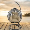 Scaun agatat California Black, Fotoliu suspendat de relaxare, Curte sau Living, confortabil si modern