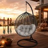 Scaun agatat California Grey, Fotoliu suspendat, Curte sau Living, comfortabil, ratan 3D