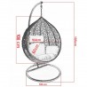 Scaun agatat California Grey, Fotoliu suspendat, Curte sau Living, comfortabil, ratan 3D