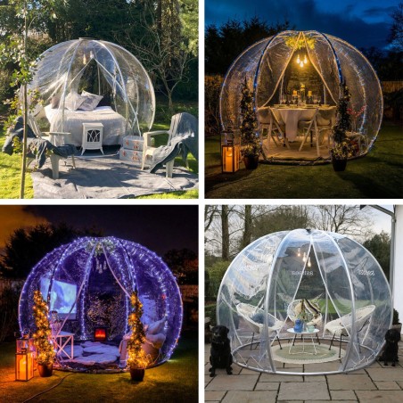 Igloo Astreea Crystal Pvc, iglu pavilion premium, complet aluminiu, iluminare Philips, sistem electric integrat, curte, piscina