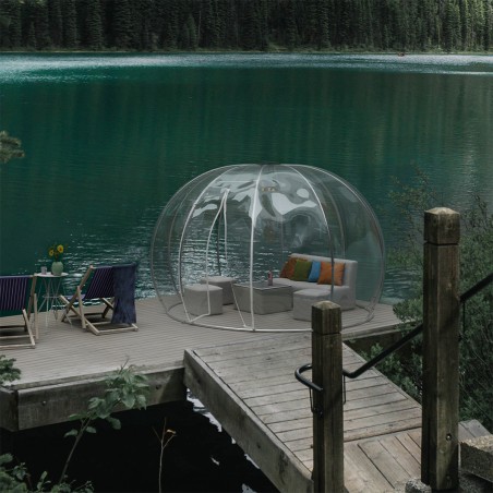 Igloo Astreea Crystal Pvc, iglu pavilion premium, complet aluminiu, iluminare Philips, sistem electric integrat, curte, piscina